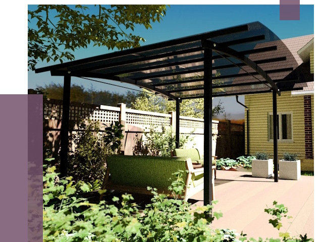 Навесы для террасы в Соликамске от 13139 руб. под ключ | ПРОЛЁТ-Слк