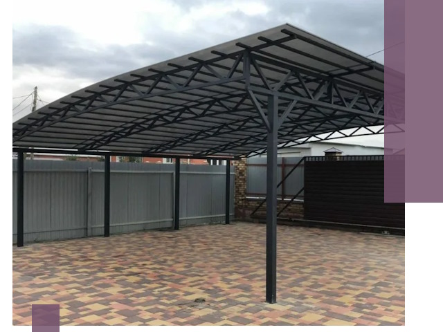 Металлические навесы под ключ в Соликамске — изготовление и монтаж