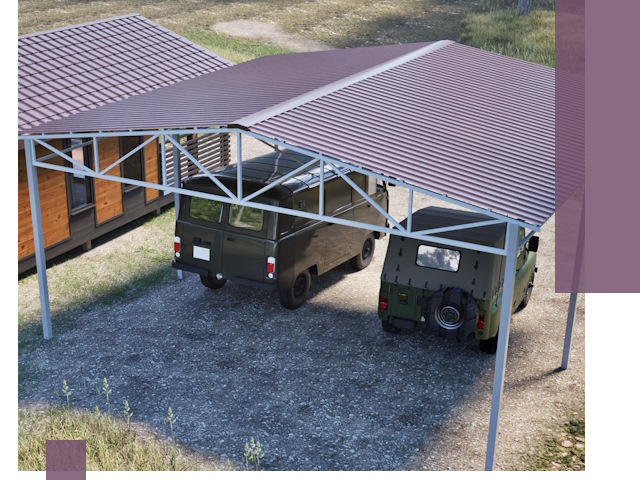 Двускатные навесы под ключ в Соликамске — изготовление и монтаж