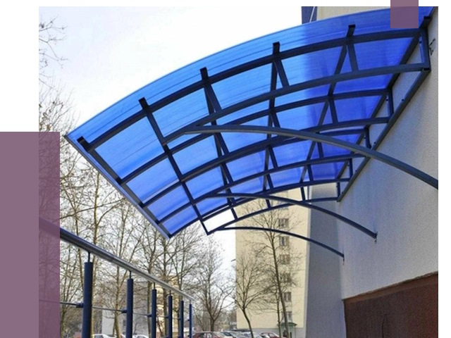 Козырьки из поликарбоната в Соликамске от 4328 руб. под ключ | ПРОЛЁТ-Слк